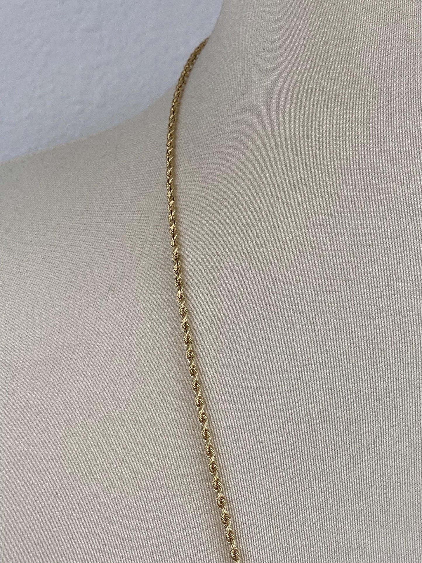Vintage Solid 14k Yellow Gold Long Rope Chain Necklace - 24.5 inches