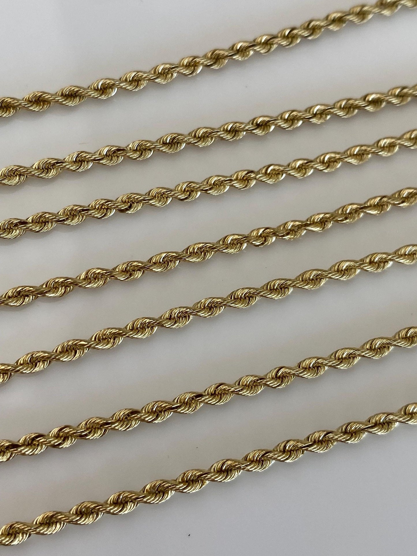 Vintage Solid 14k Yellow Gold Long Rope Chain Necklace - 24.5 inches