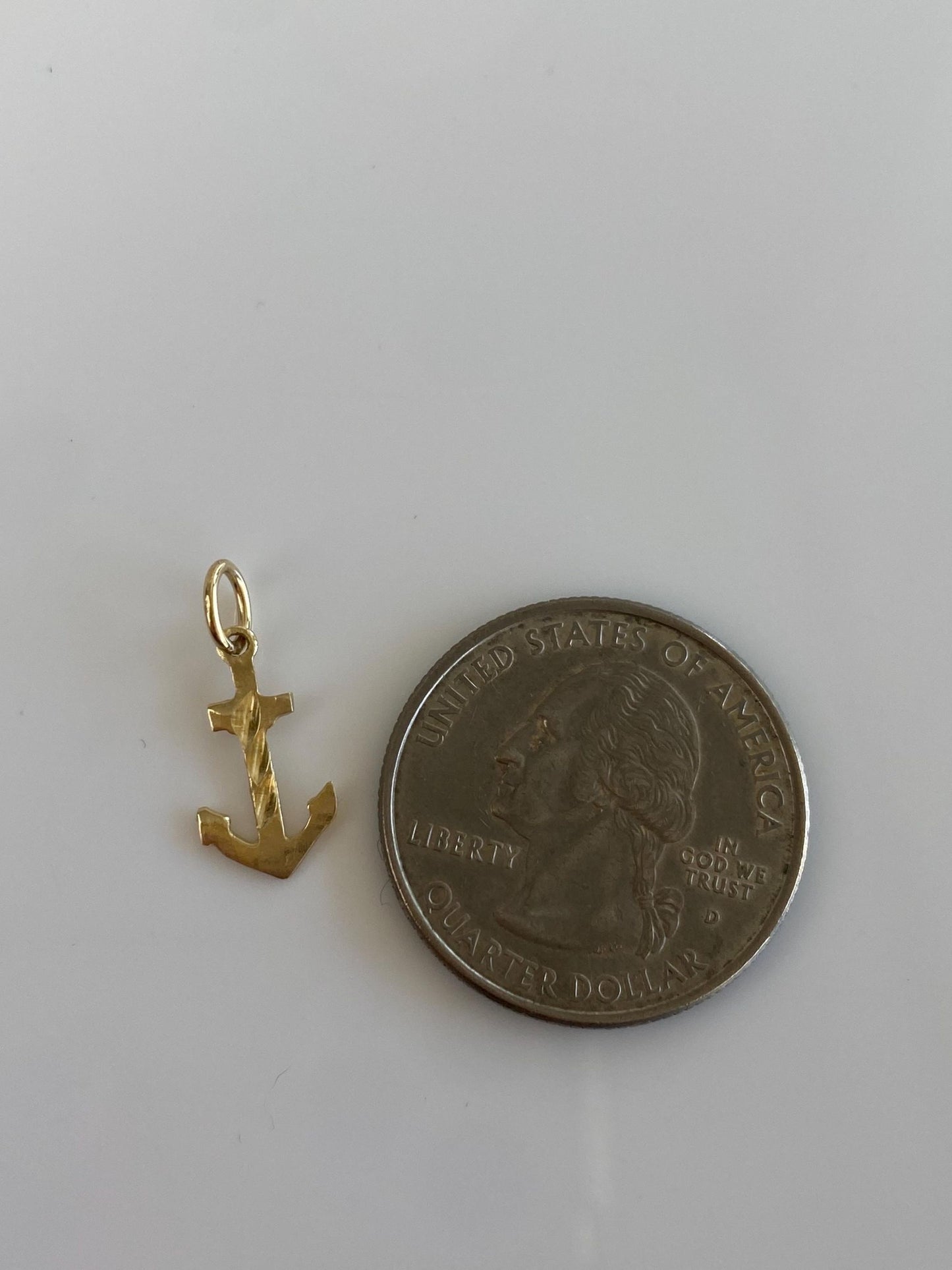 Vintage Solid 14k Yellow Gold Diamond Cut Anchor Charm