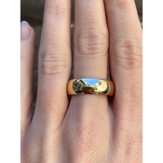 Vintage Solid 14k Yellow Gold Wide Ring Band - Size 10.75-11