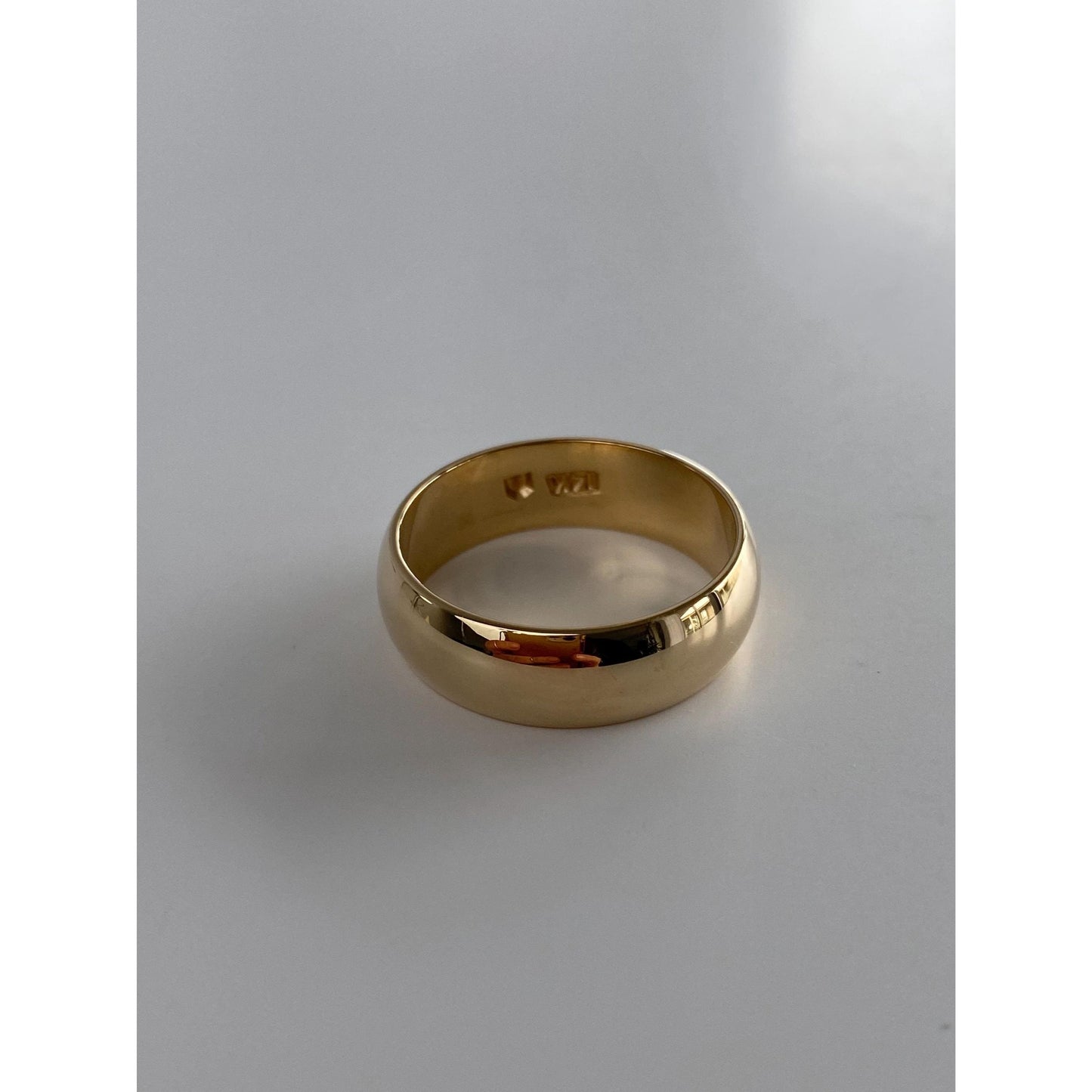 Vintage Solid 14k Yellow Gold Wide Ring Band - Size 10.75-11