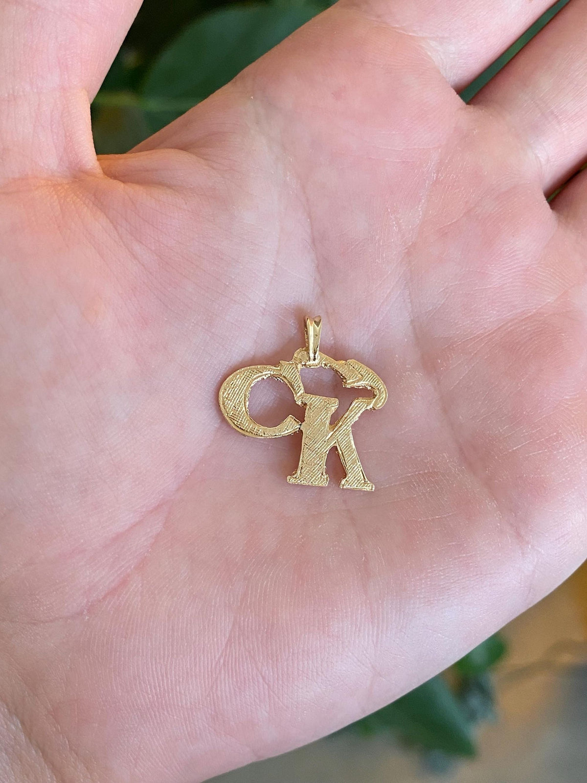 Vintage Solid 12k Yellow Gold CK Charm
