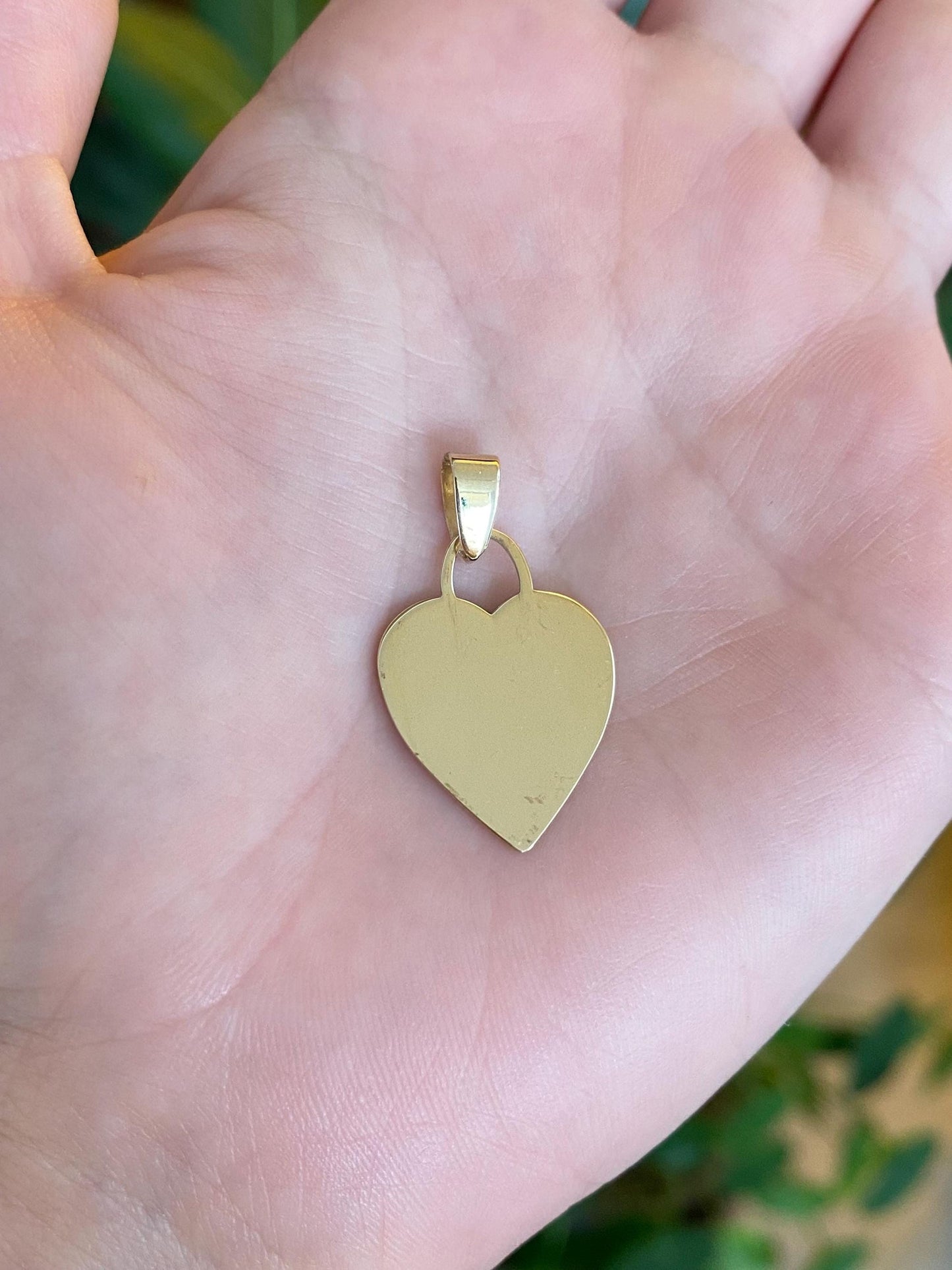 Vintage Solid 14k Yellow Gold Flat Heart Charm