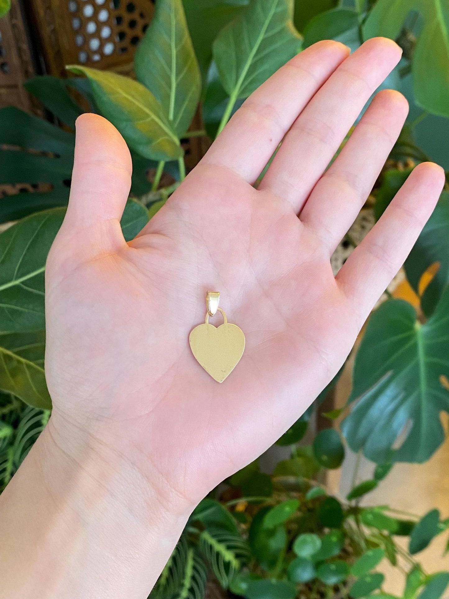 Vintage Solid 14k Yellow Gold Flat Heart Charm