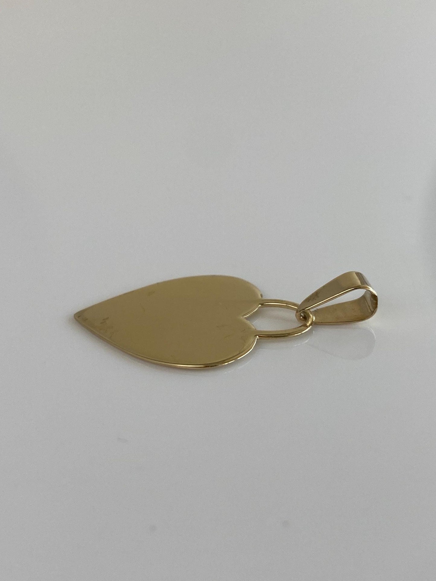 Vintage Solid 14k Yellow Gold Flat Heart Charm