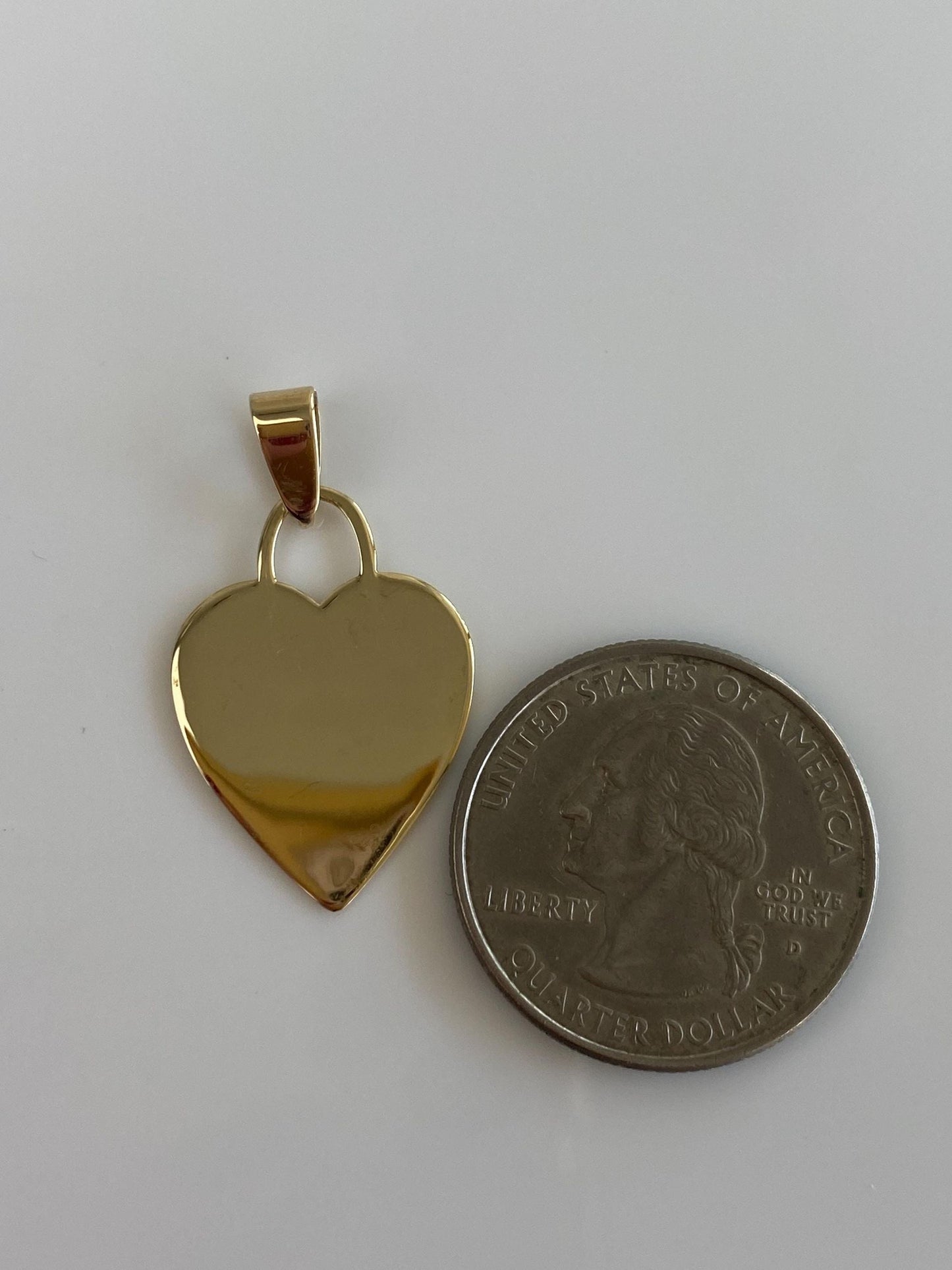 Vintage Solid 14k Yellow Gold Flat Heart Charm