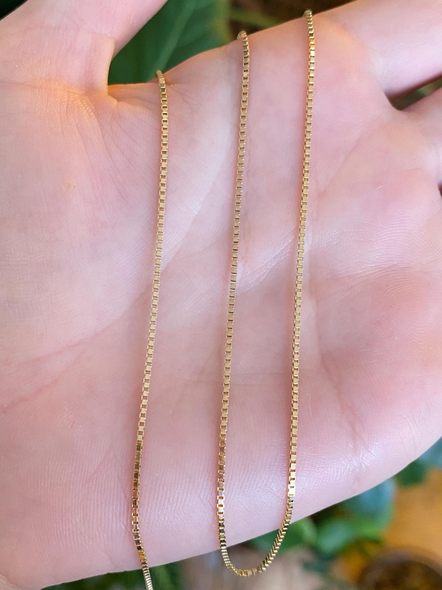 Vintage Solid 10k Yellow Gold Box Chain Necklace - 18 inches