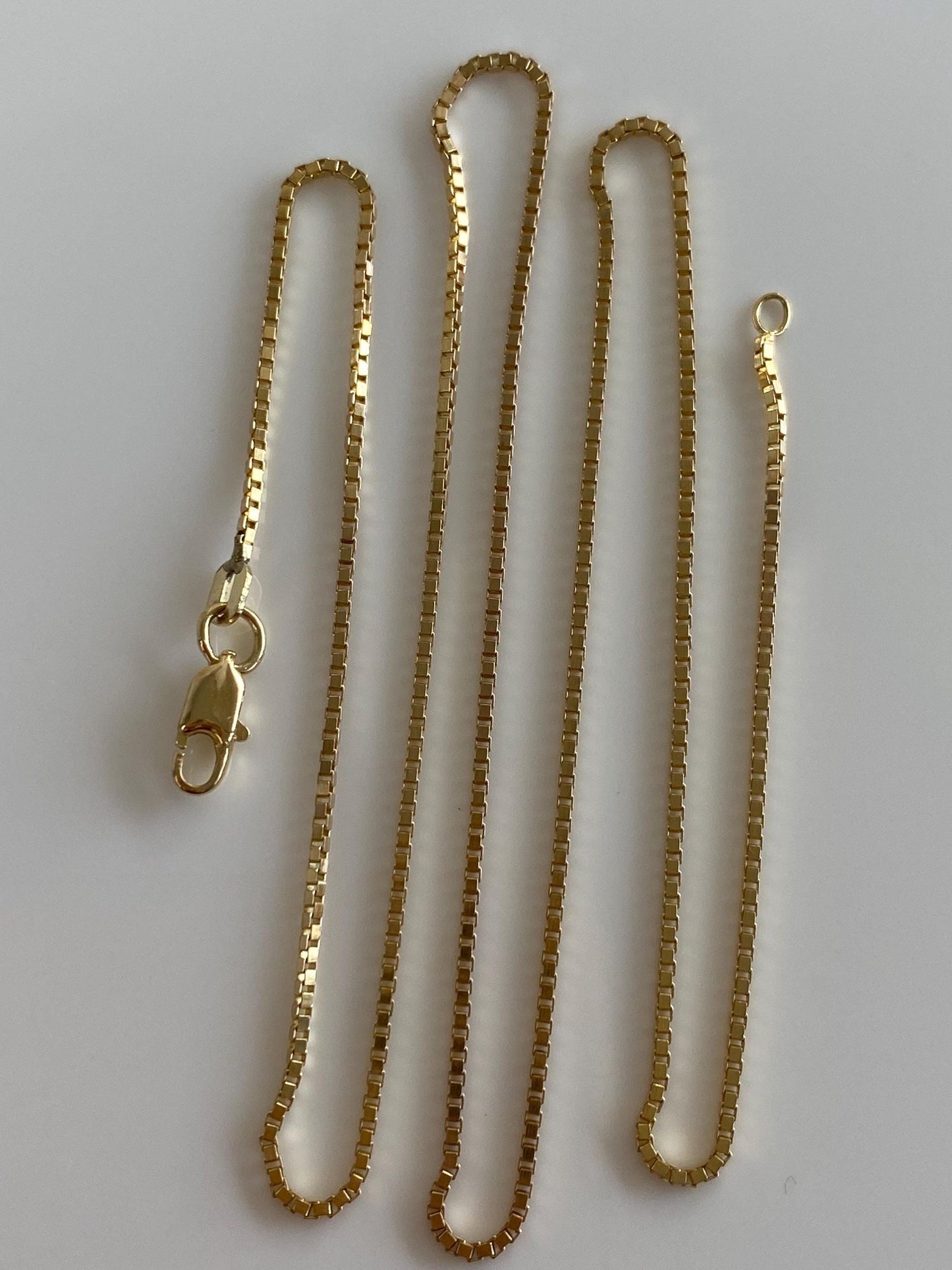 Vintage Solid 10k Yellow Gold Box Chain Necklace - 18 inches