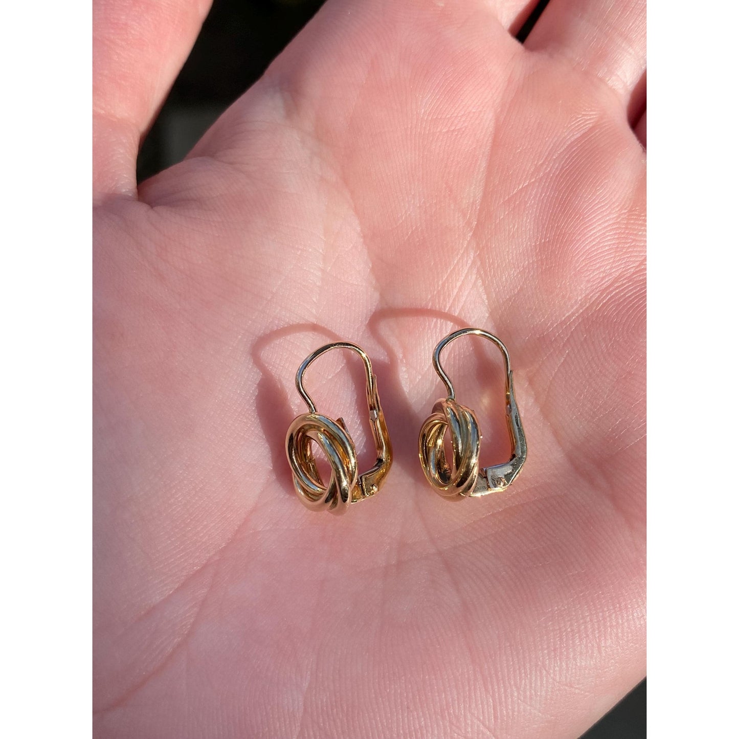 Vintage Solid 18k Yellow Gold Knot Drop Earrings - Fine Estate Jewelry - Real Genuine Gold