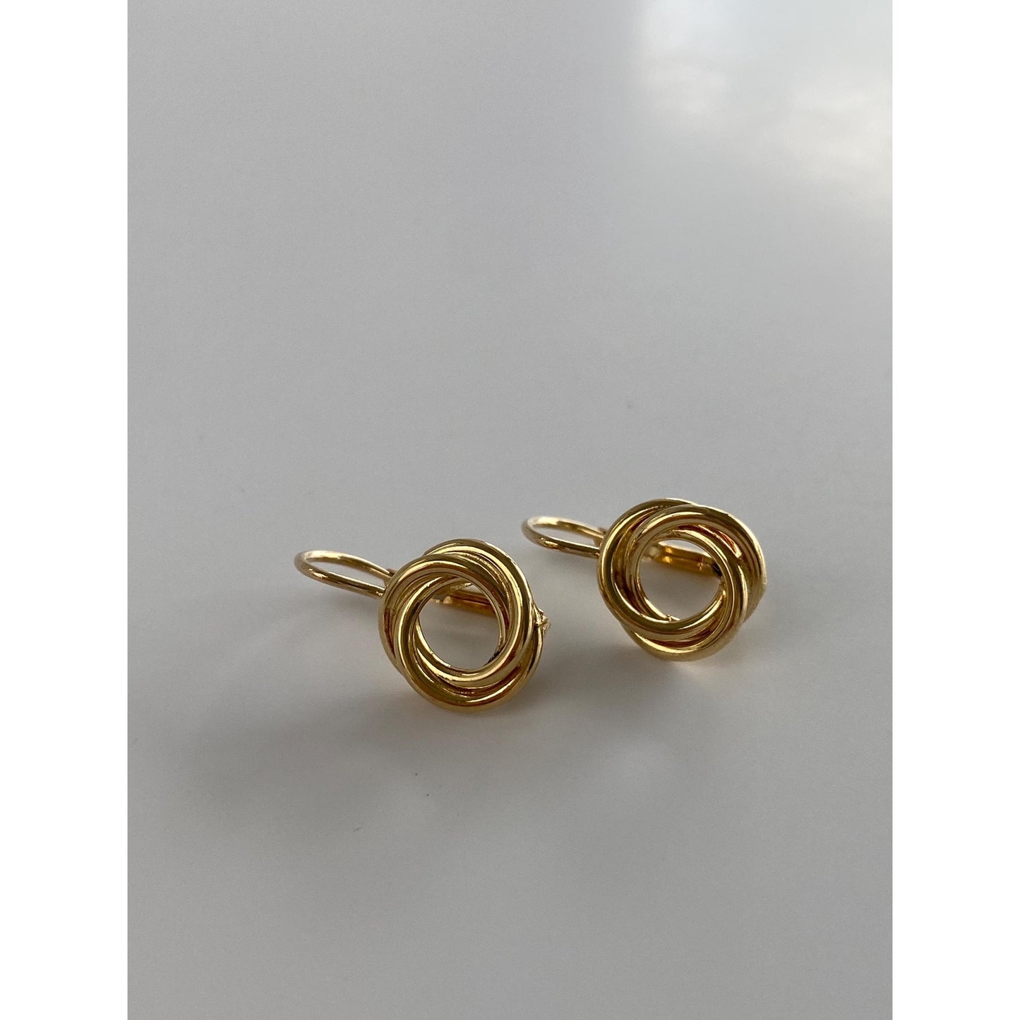 Vintage Solid 18k Yellow Gold Knot Drop Earrings - Fine Estate Jewelry - Real Genuine Gold