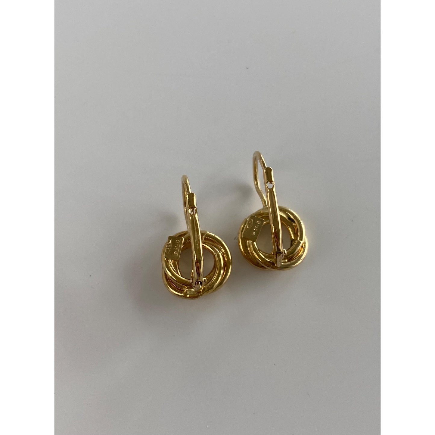 Vintage Solid 18k Yellow Gold Knot Drop Earrings - Fine Estate Jewelry - Real Genuine Gold