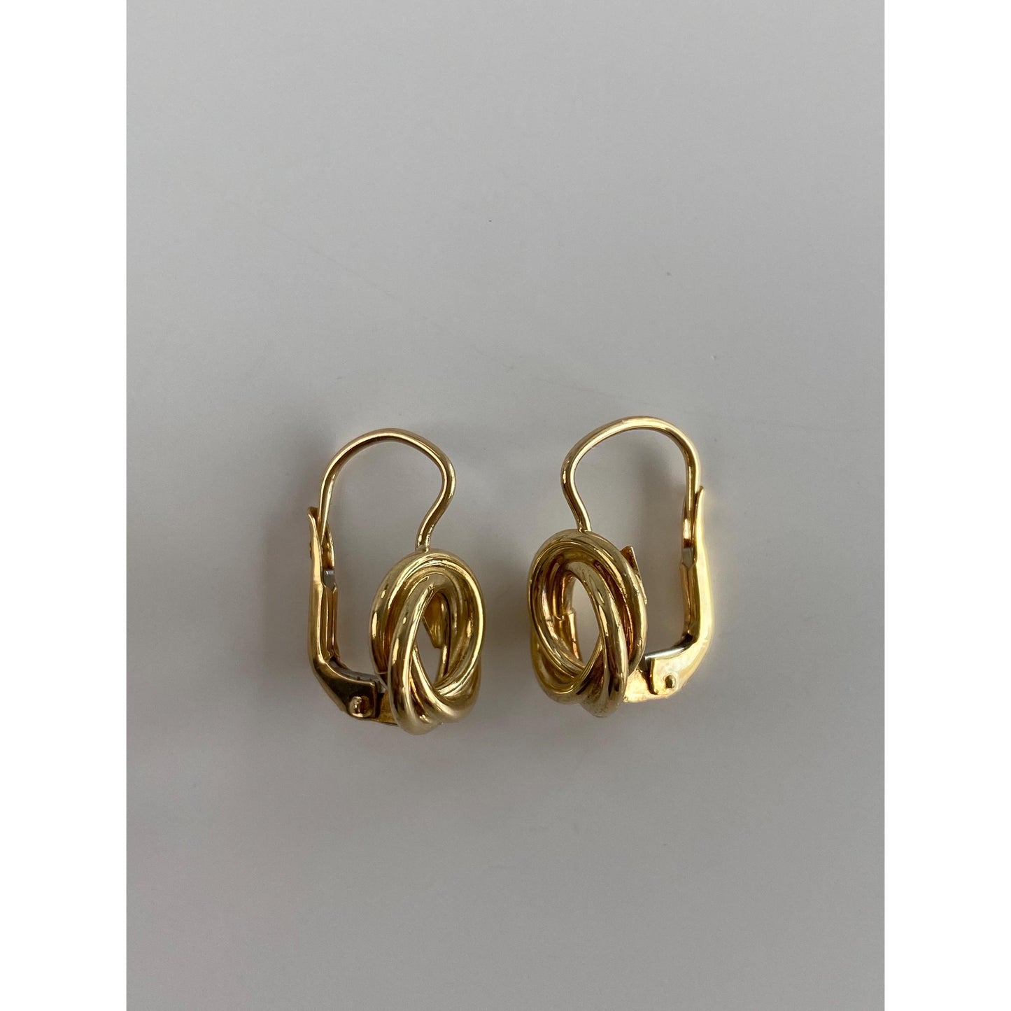 Vintage Solid 18k Yellow Gold Knot Drop Earrings - Fine Estate Jewelry - Real Genuine Gold