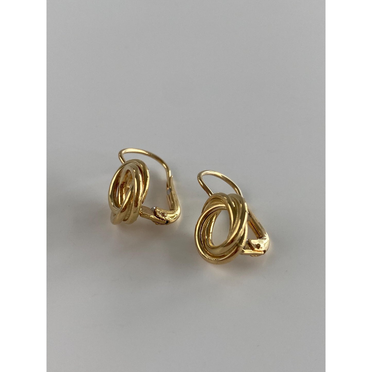 Vintage Solid 18k Yellow Gold Knot Drop Earrings - Fine Estate Jewelry - Real Genuine Gold