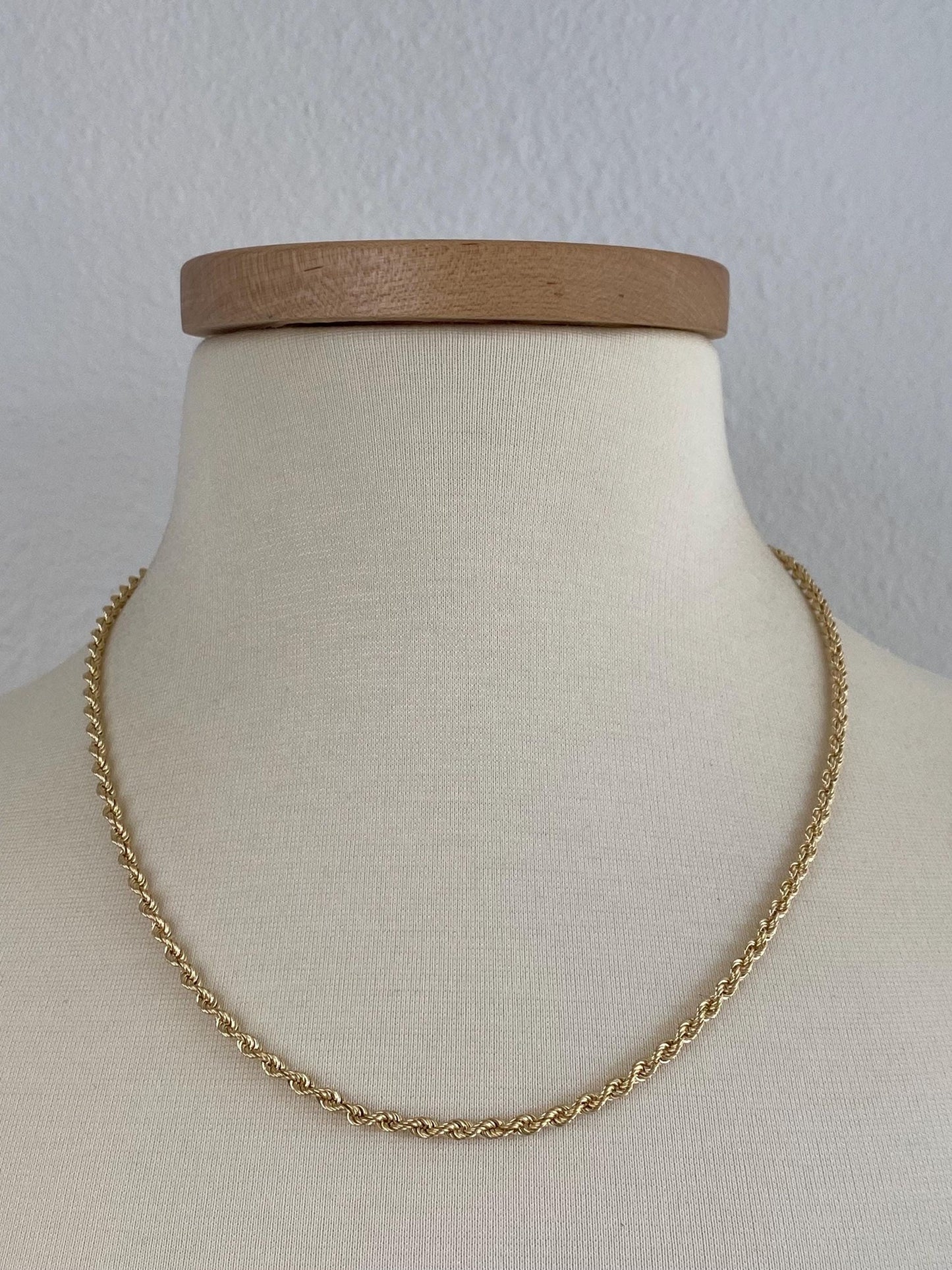 Vintage 14k Yellow Gold Rope Chain Necklace - 20.5 inches