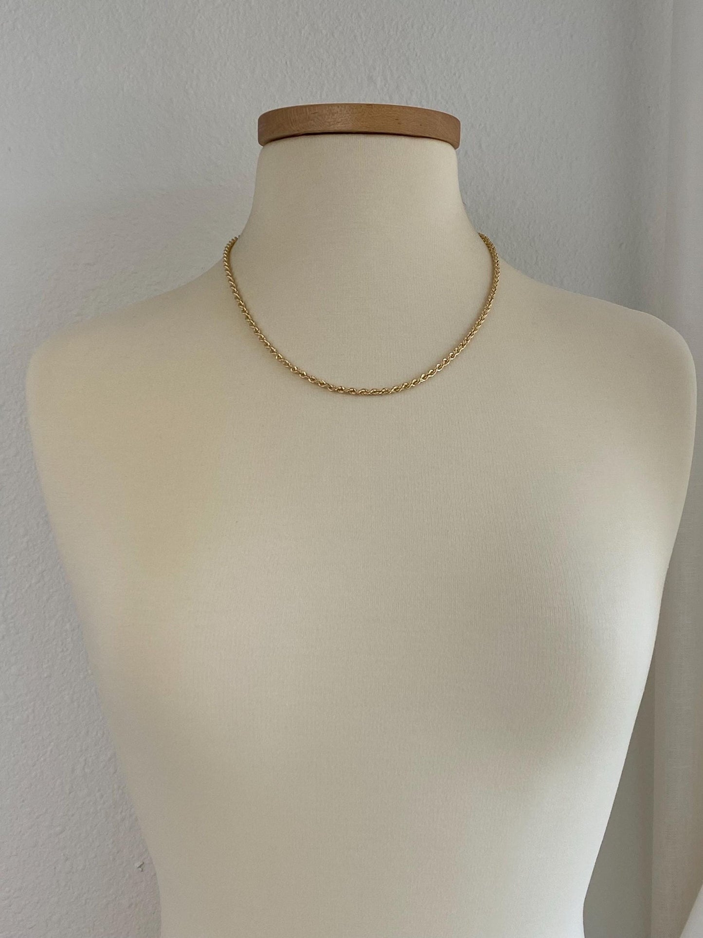 Vintage 14k Yellow Gold Rope Chain Necklace - 20.5 inches