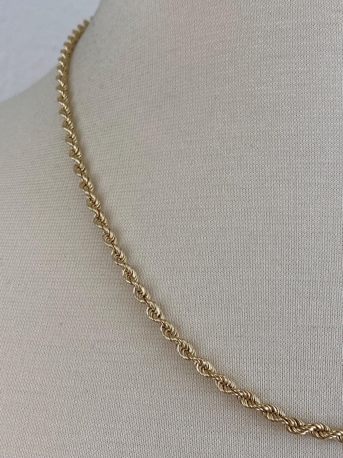 Vintage 14k Yellow Gold Rope Chain Necklace - 20.5 inches
