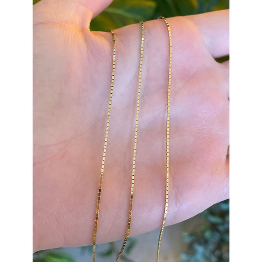 Vintage Solid 14k Yellow Gold Box Chain Necklace - 24 inches