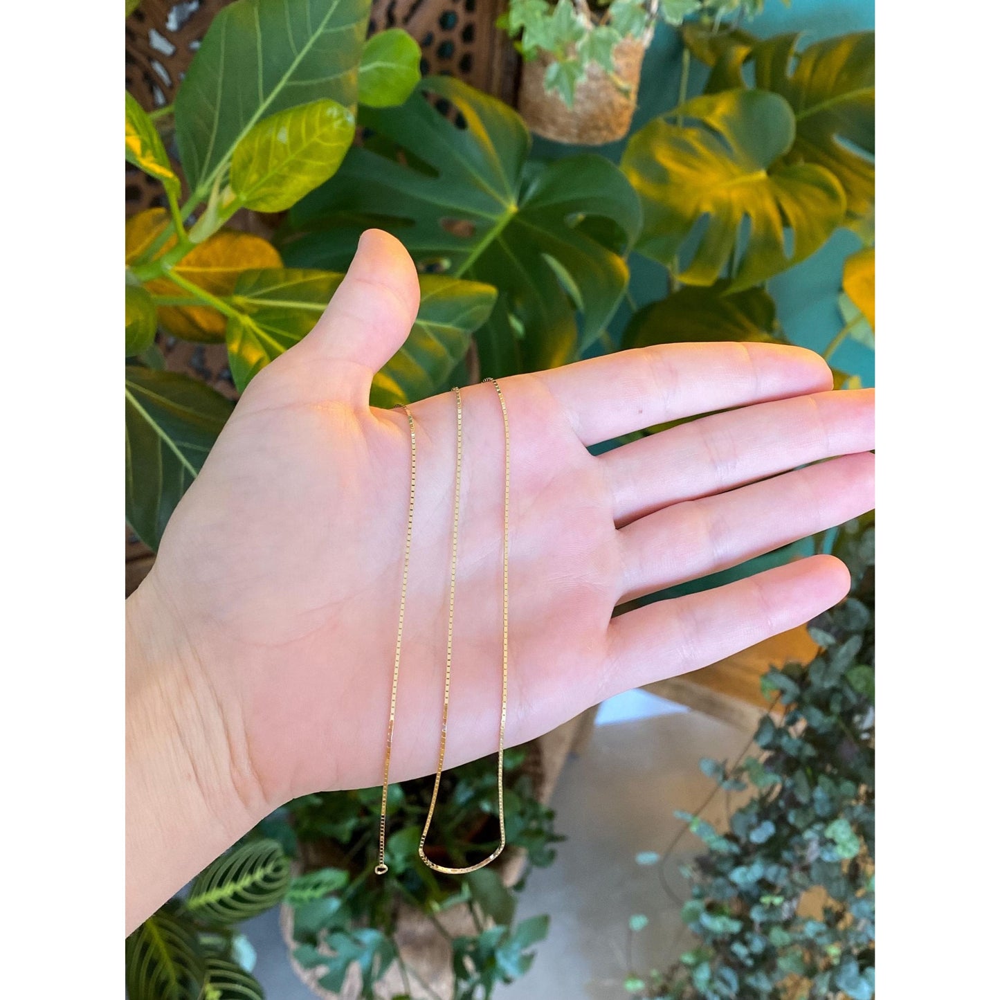 Vintage Solid 14k Yellow Gold Box Chain Necklace - 24 inches