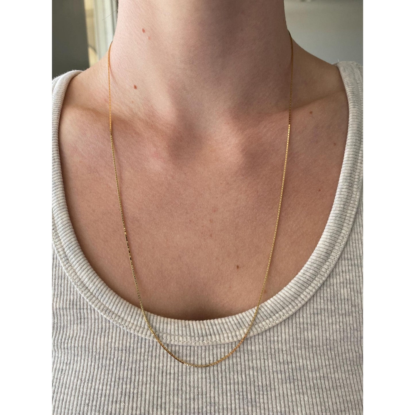 Vintage Solid 14k Yellow Gold Box Chain Necklace - 24 inches