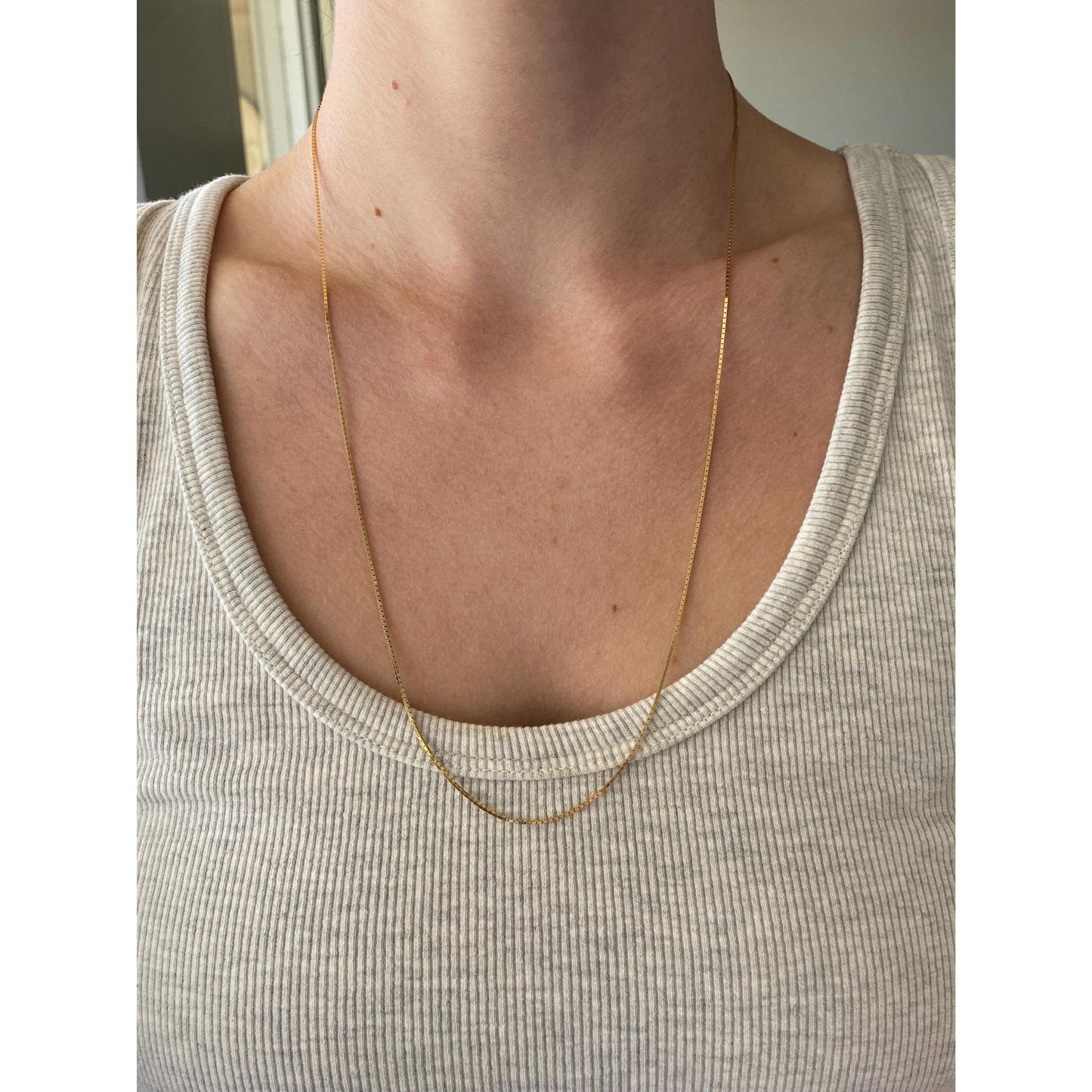 Vintage Solid 14k Yellow Gold Box Chain Necklace - 24 inches