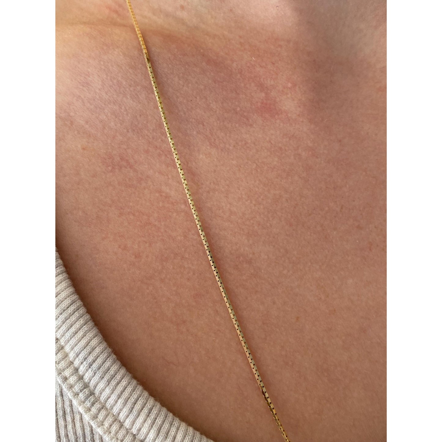 Vintage Solid 14k Yellow Gold Box Chain Necklace - 24 inches