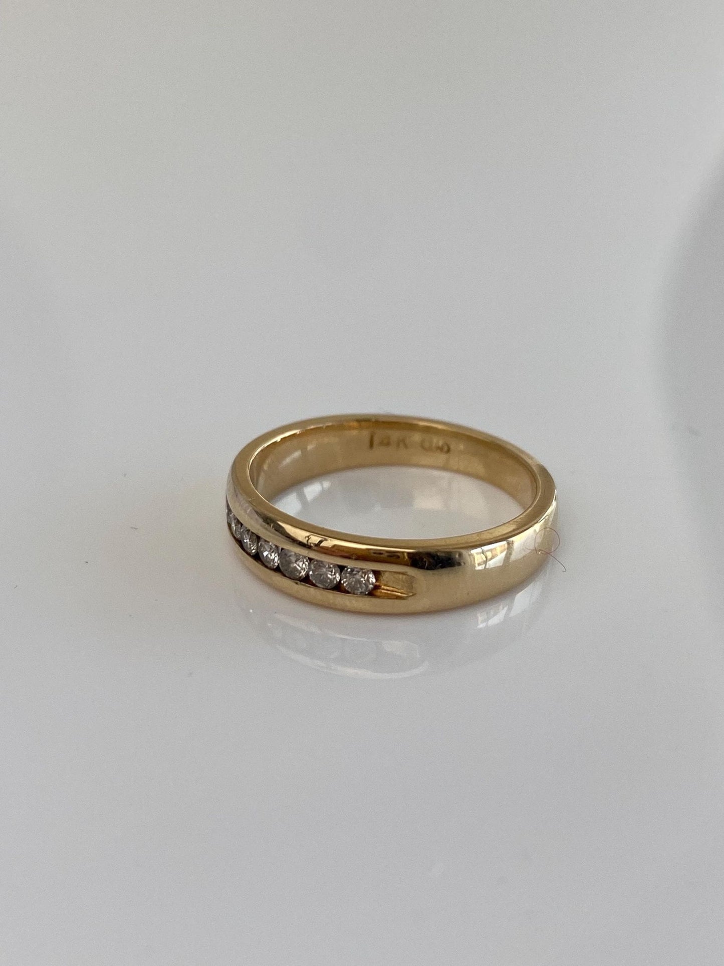 Vintage Solid 14k Yellow Gold Channel Set Diamond Ring Band - Size 6.25