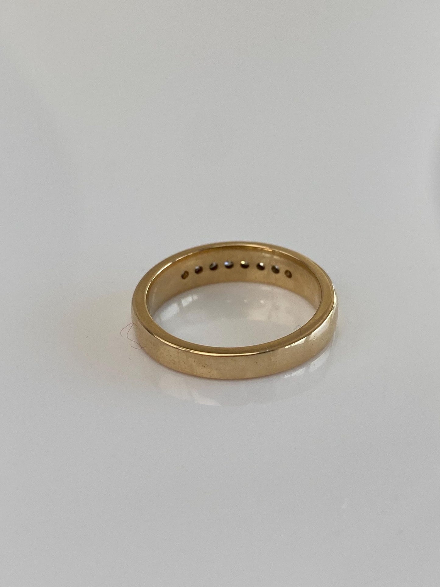 Vintage Solid 14k Yellow Gold Channel Set Diamond Ring Band - Size 6.25
