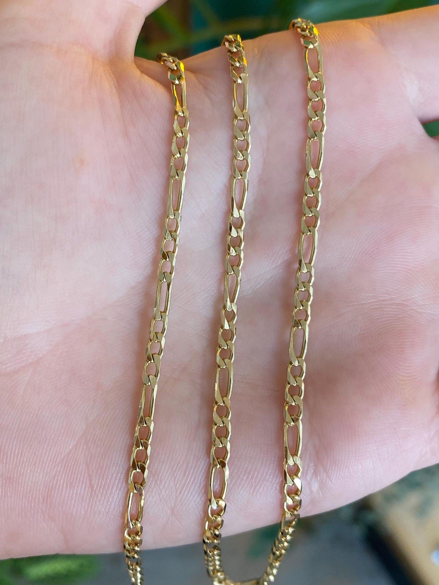 Vintage Solid 14k Yellow Gold Figaro Chain Necklace - 20.5 inches