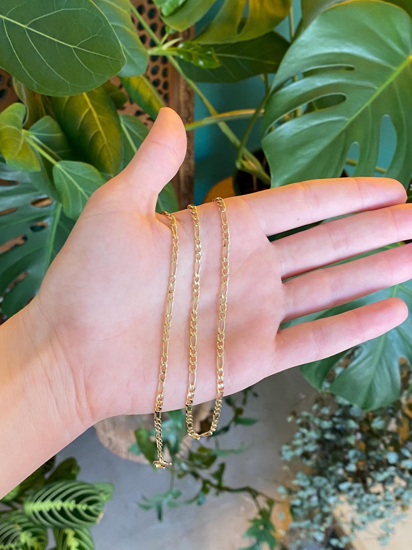 Vintage Solid 14k Yellow Gold Figaro Chain Necklace - 20.5 inches