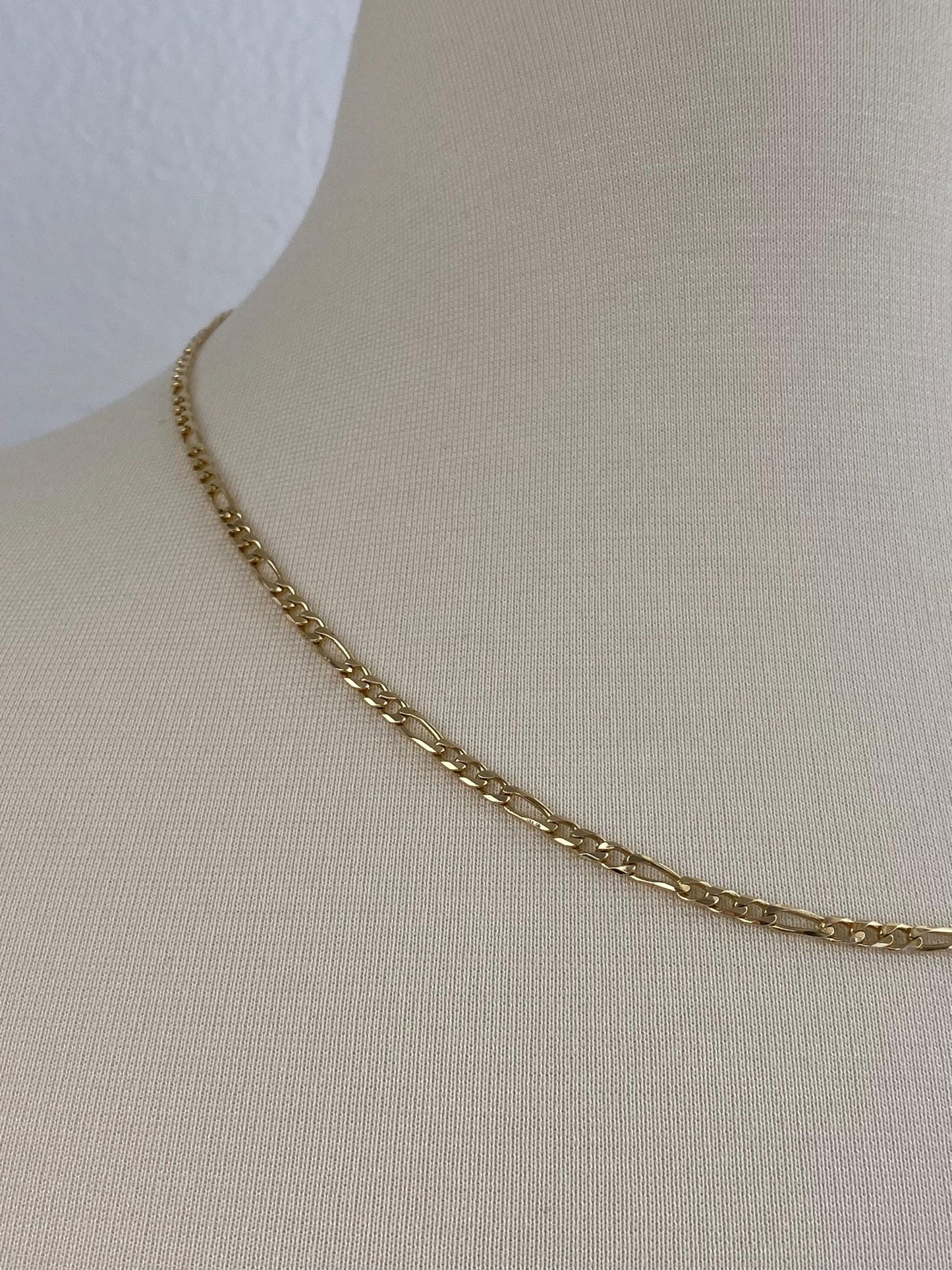 Vintage Solid 14k Yellow Gold Figaro Chain Necklace - 20.5 inches