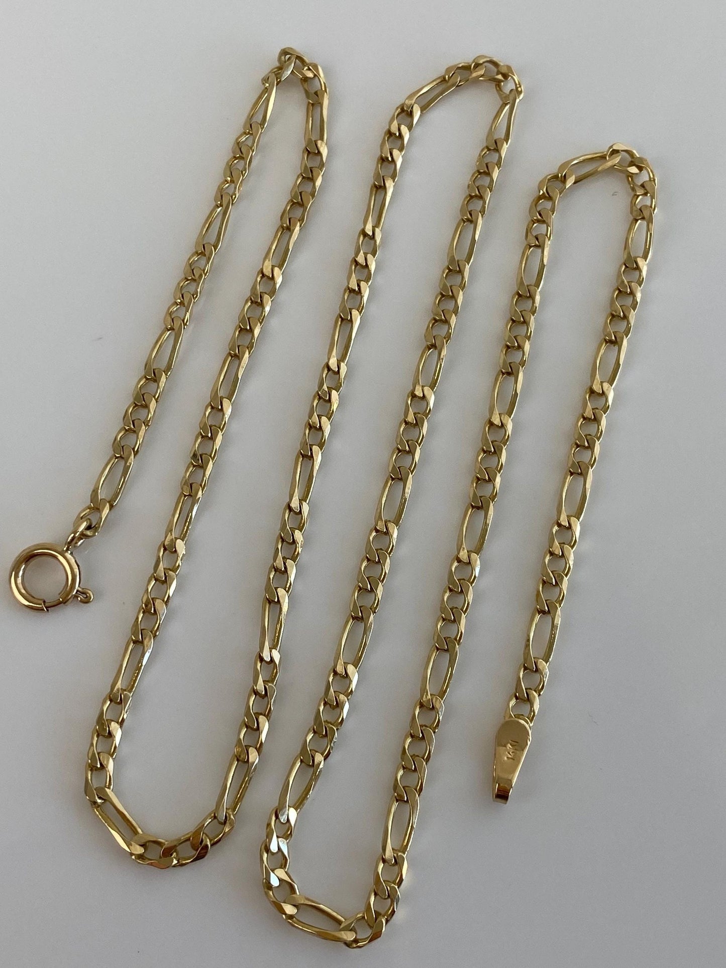 Vintage Solid 14k Yellow Gold Figaro Chain Necklace - 20.5 inches