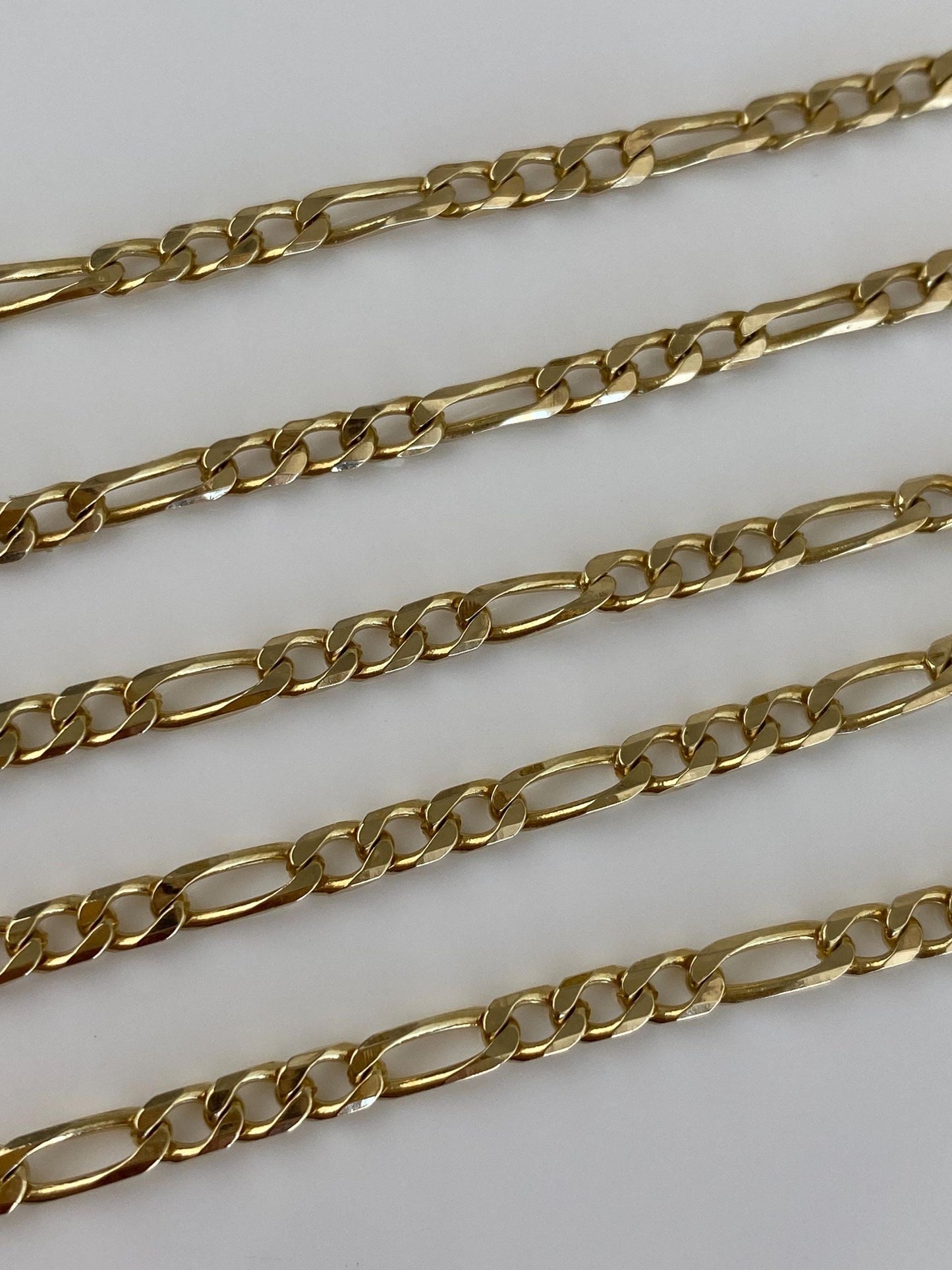 Vintage Solid 14k Yellow Gold Figaro Chain Necklace - 20.5 inches