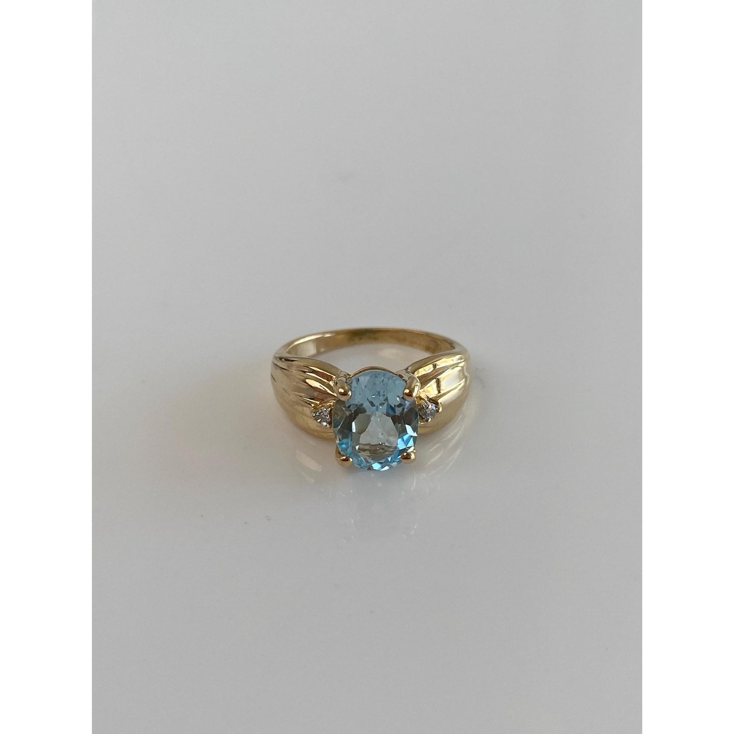 Vintage Solid 10k Yellow Gold Diamond Topaz Ring - Size 4.25