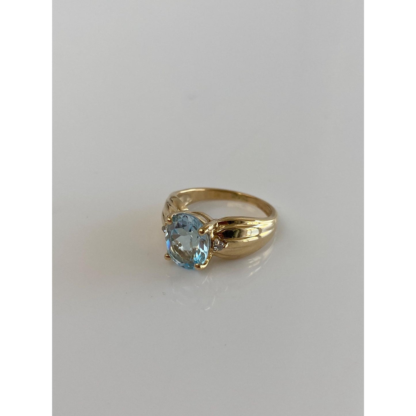 Vintage Solid 10k Yellow Gold Diamond Topaz Ring - Size 4.25