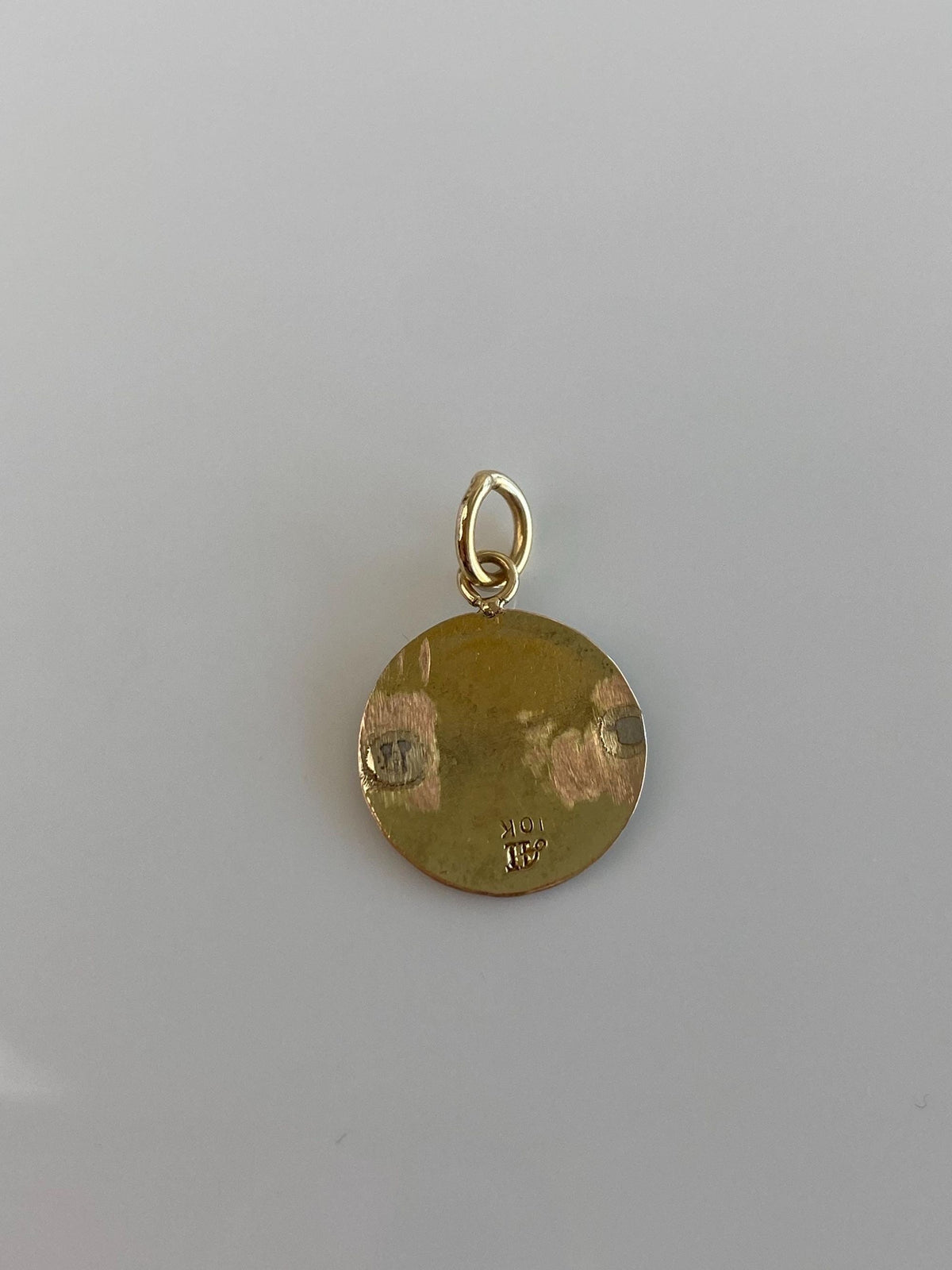 Vintage Solid 10k Yellow Gold Blue & White Enamel Charm