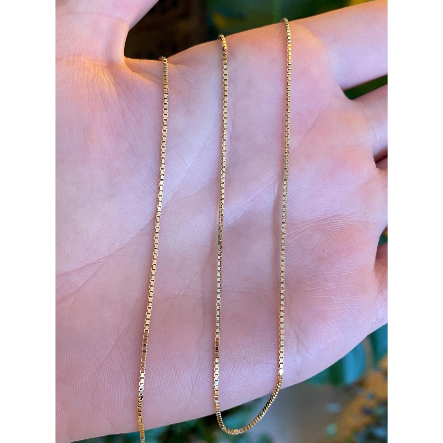 Vintage Solid 14k Yellow Gold Long Box Chain Necklace - 22.5 inches