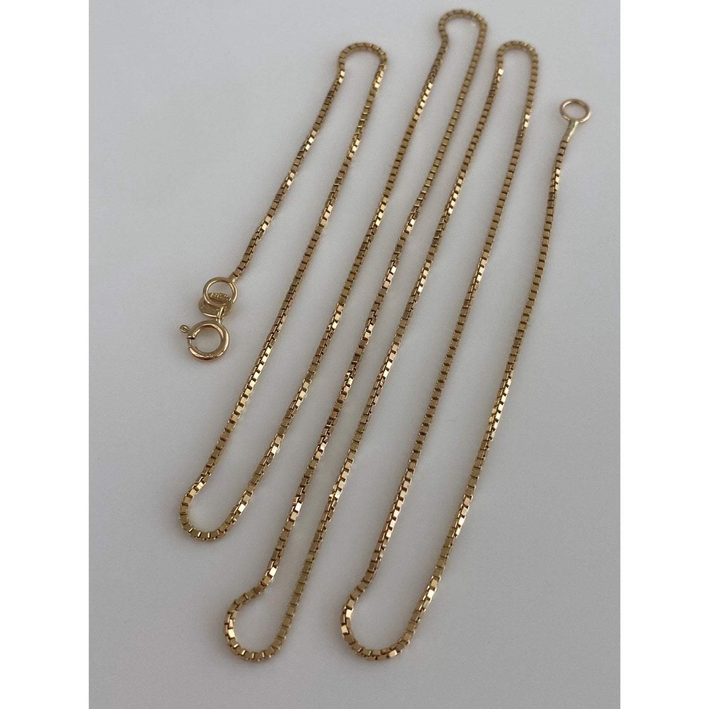 Vintage Solid 14k Yellow Gold Long Box Chain Necklace - 22.5 inches