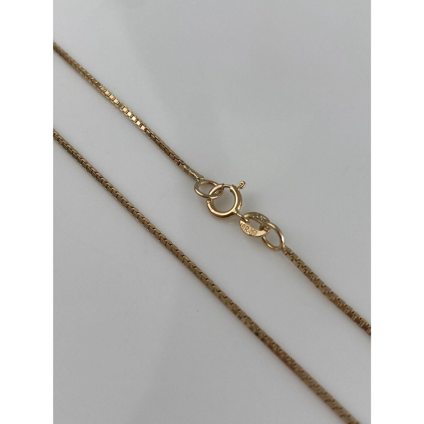 Vintage Solid 14k Yellow Gold Long Box Chain Necklace - 22.5 inches