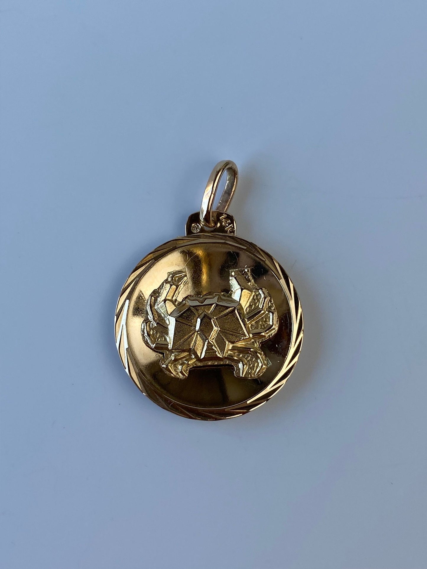 Vintage Solid 14k Yellow Gold Large Cancer Zodiac Charm