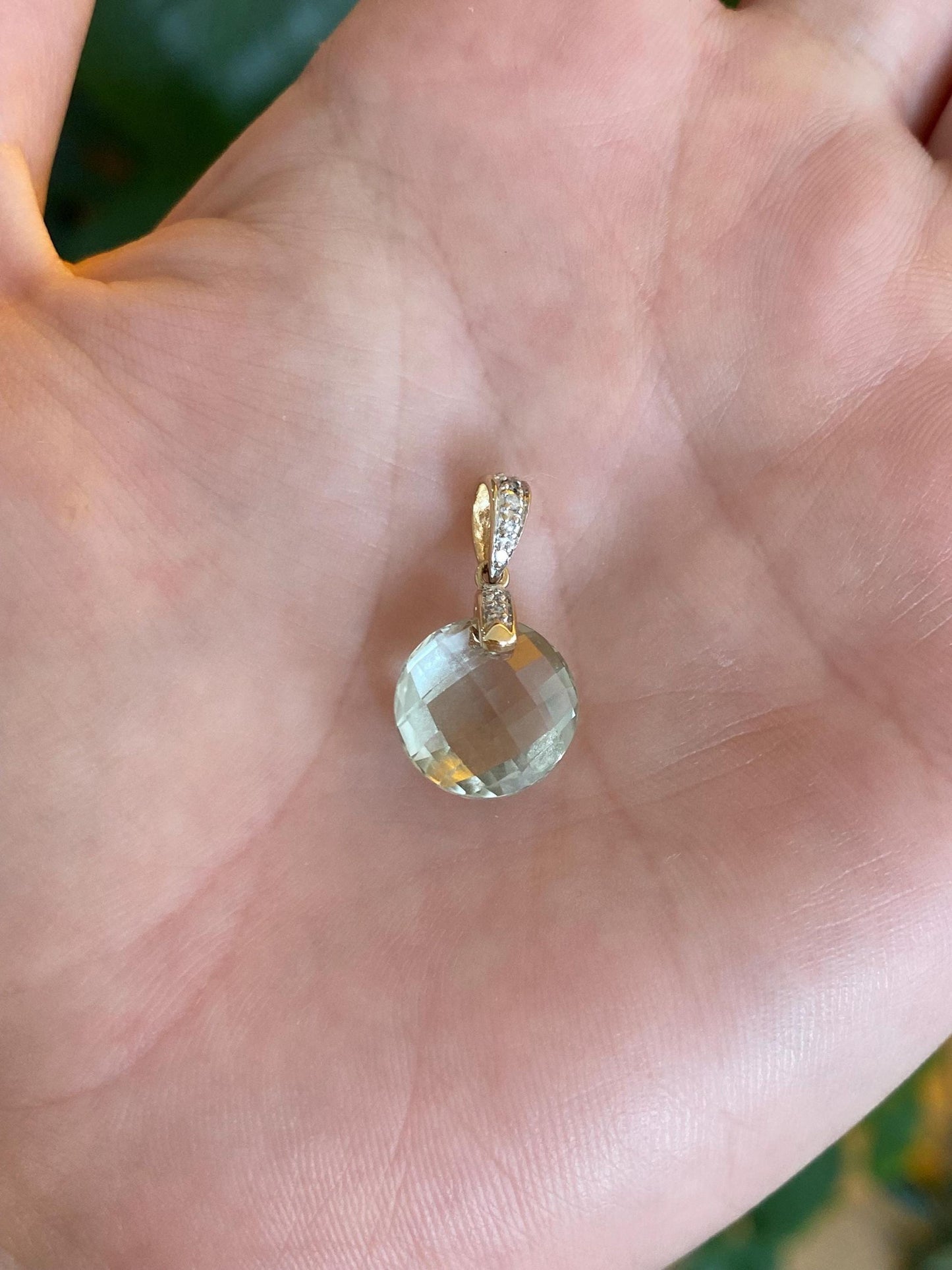 Vintage Solid 14k Yellow Gold Diamonds Rose Cut Aquamarine Charm