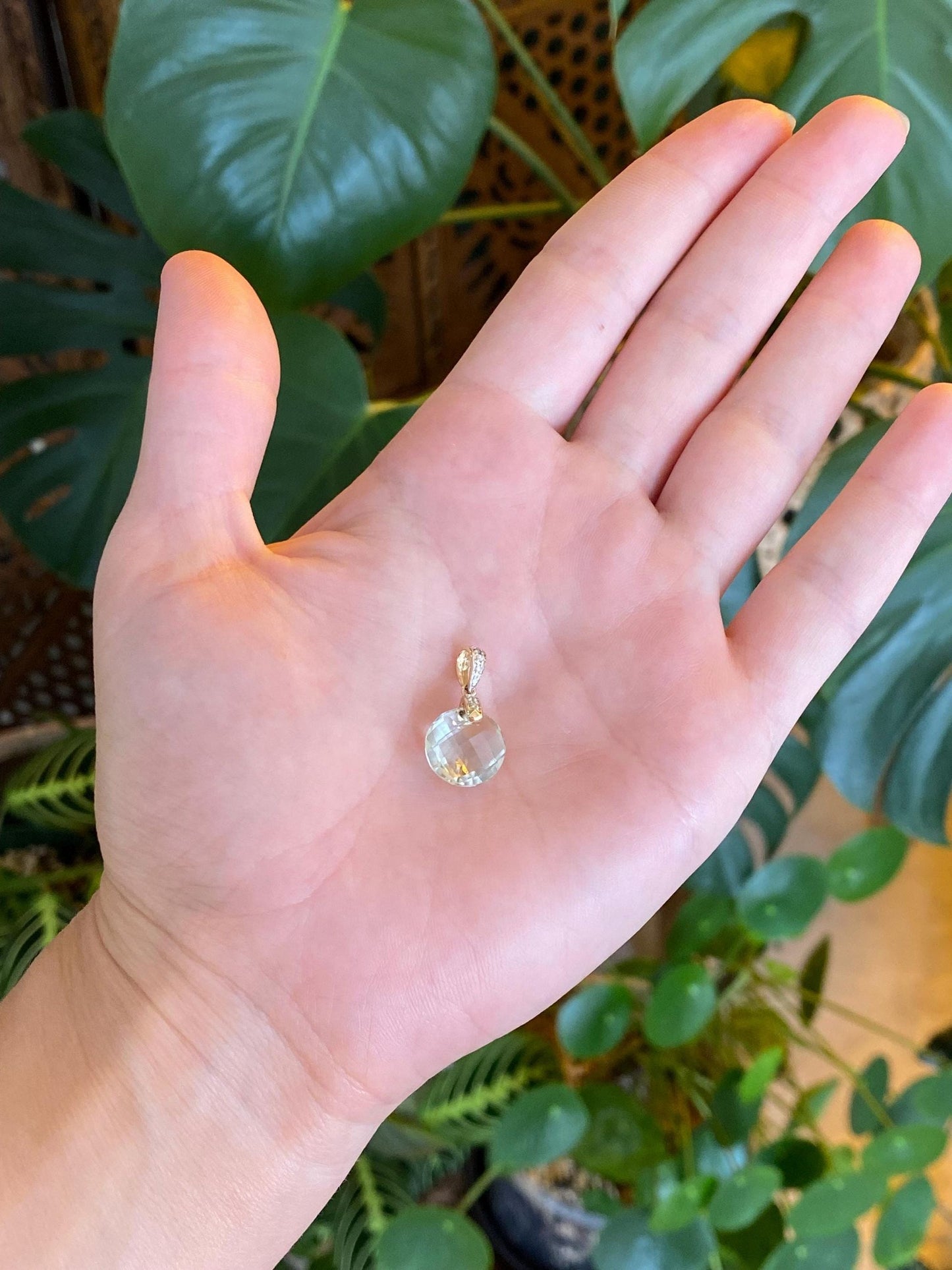 Vintage Solid 14k Yellow Gold Diamonds Rose Cut Aquamarine Charm