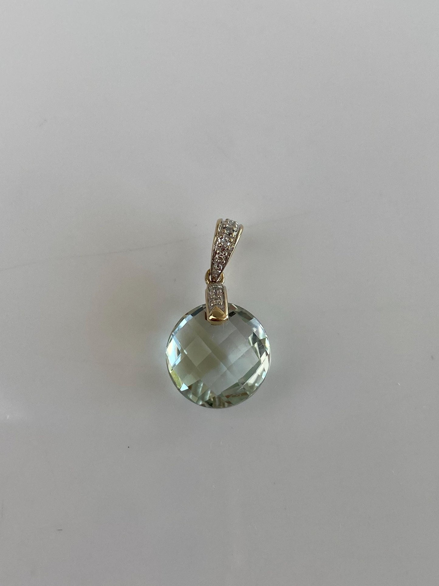 Vintage Solid 14k Yellow Gold Diamonds Rose Cut Aquamarine Charm