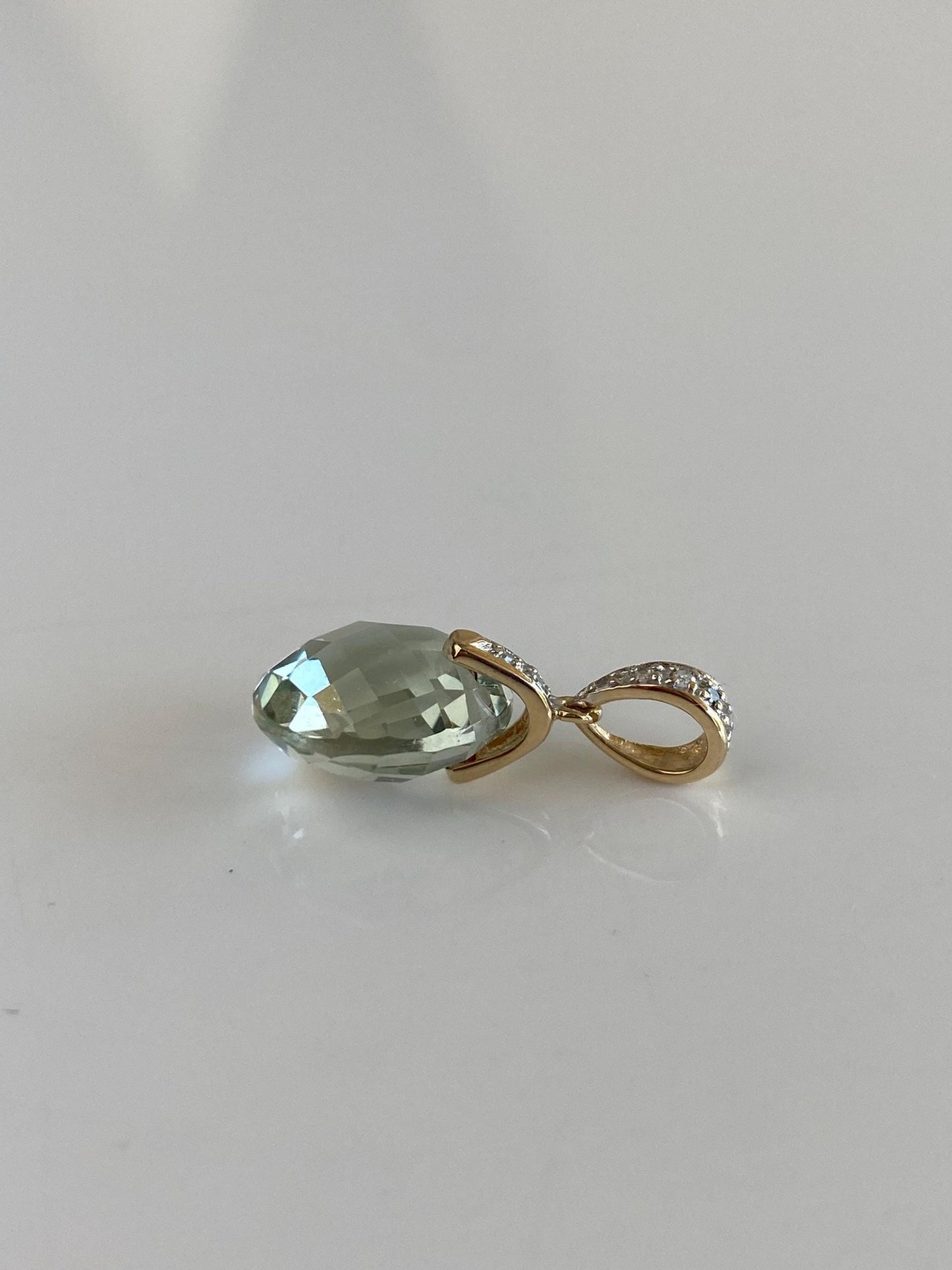 Vintage Solid 14k Yellow Gold Diamonds Rose Cut Aquamarine Charm