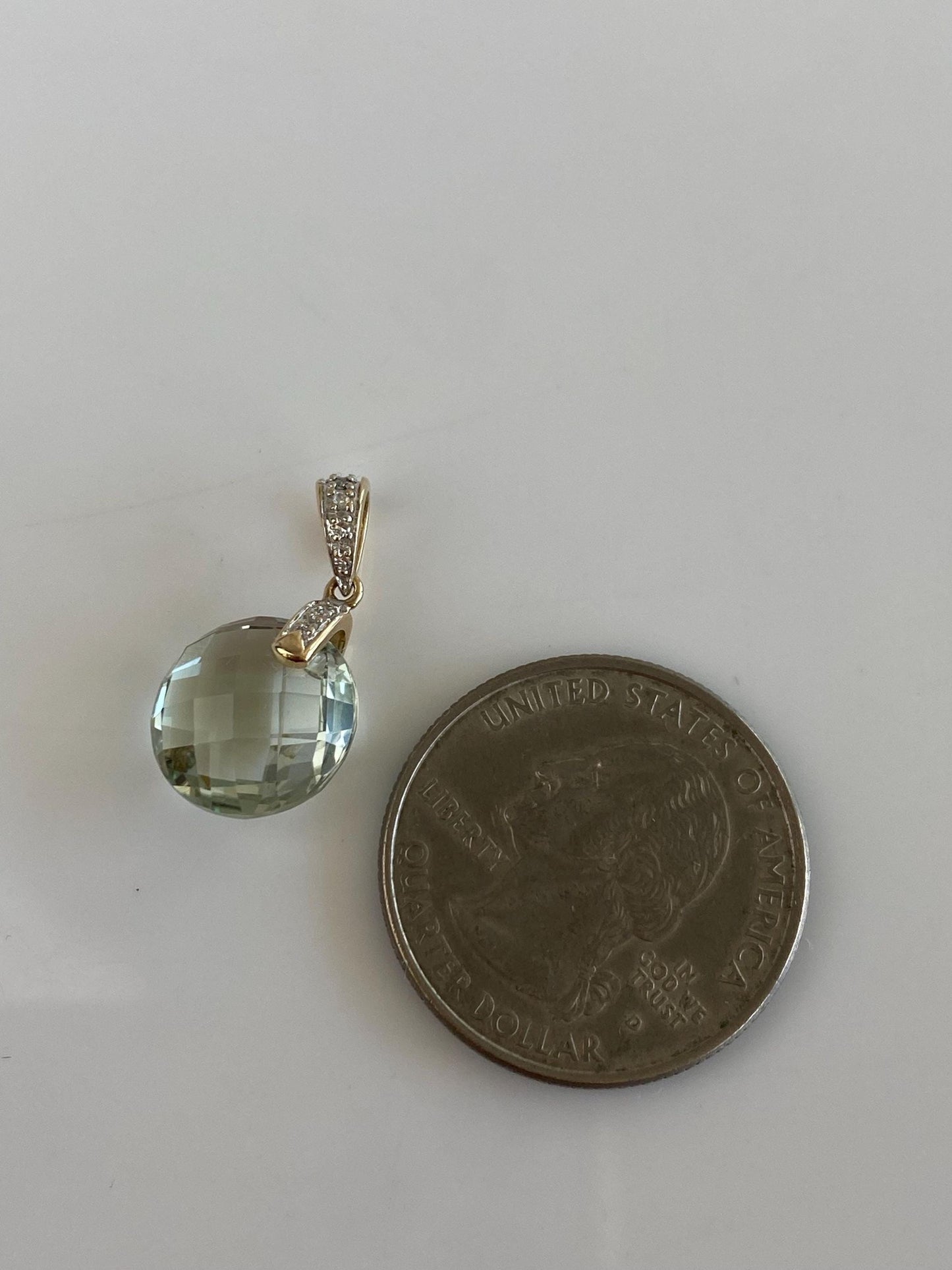 Vintage Solid 14k Yellow Gold Diamonds Rose Cut Aquamarine Charm