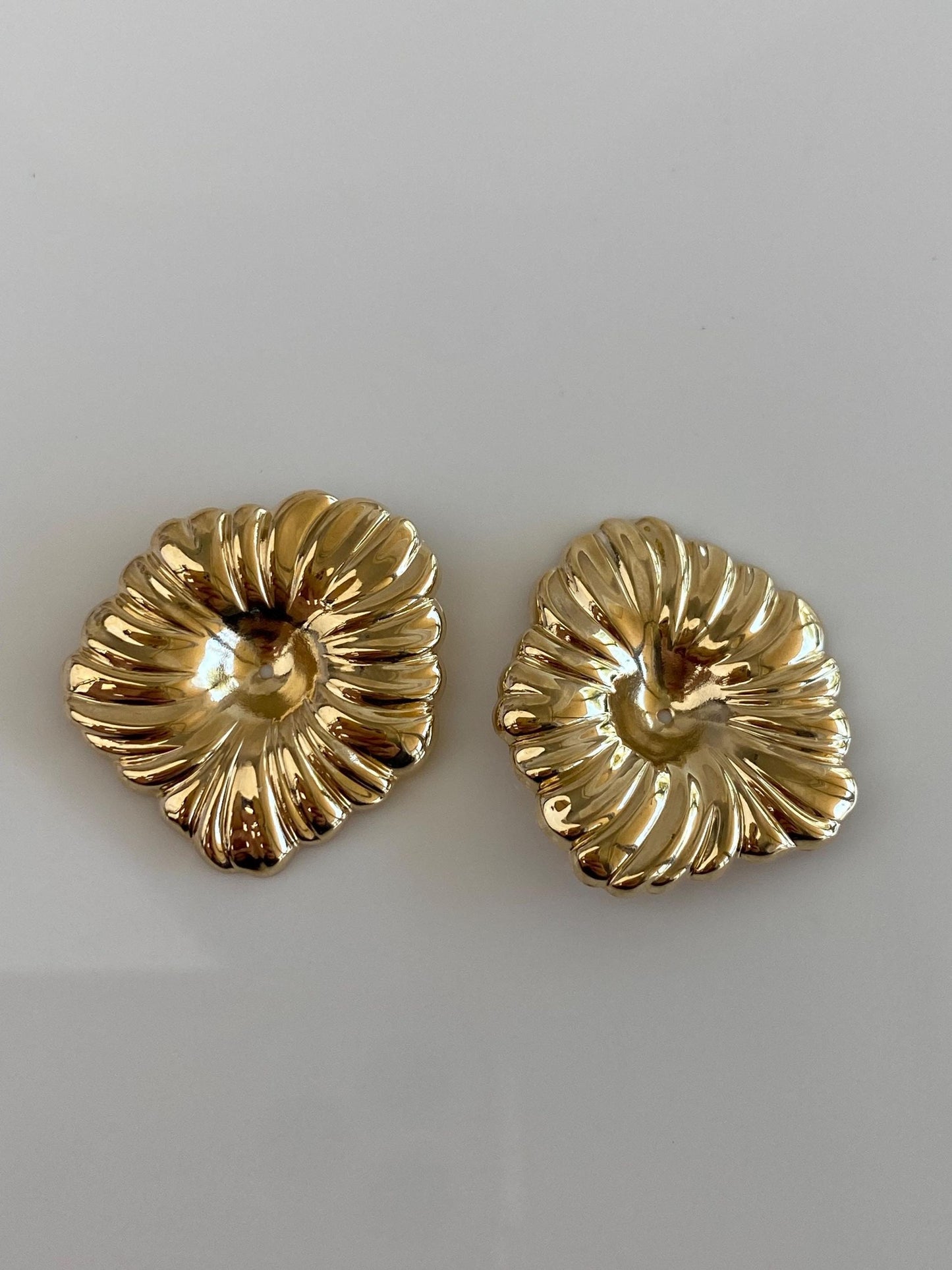 Vintage Solid 14k Yellow Gold Flower Earring Jackets