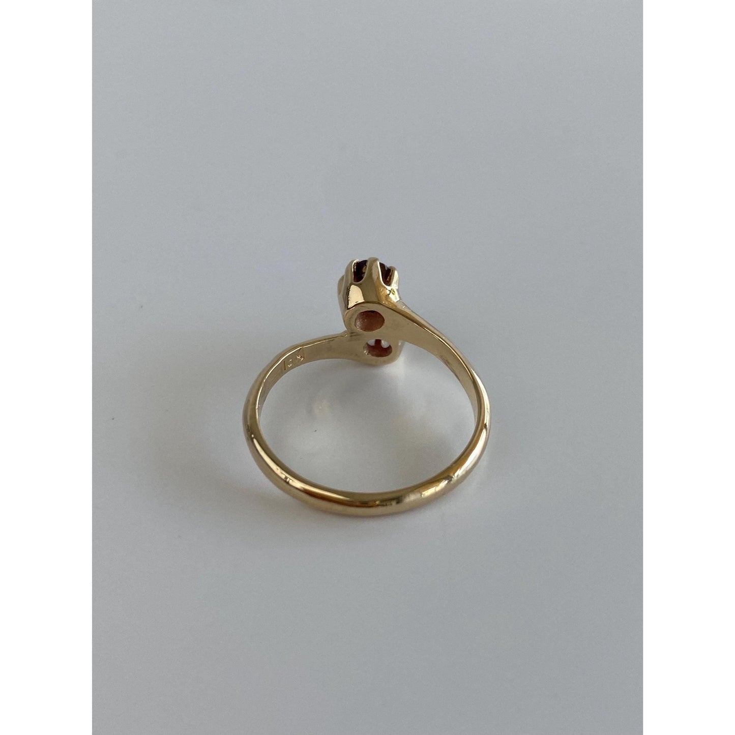 Solid 14k Yellow Gold Double Red Spinel Twist Ring - Size 6.25