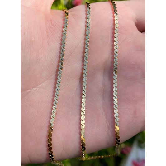 Vintage Solid 14k Yellow Gold Chunky Serpentine Chain Necklace - 23.75 inches