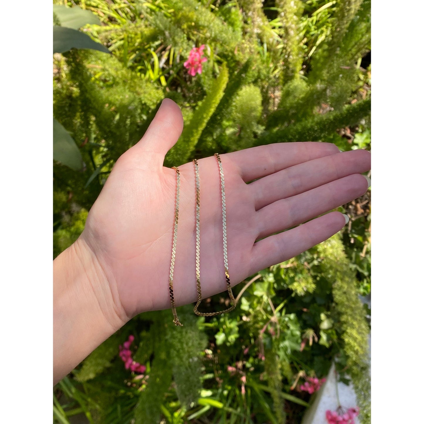 Vintage Solid 14k Yellow Gold Chunky Serpentine Chain Necklace - 23.75 inches