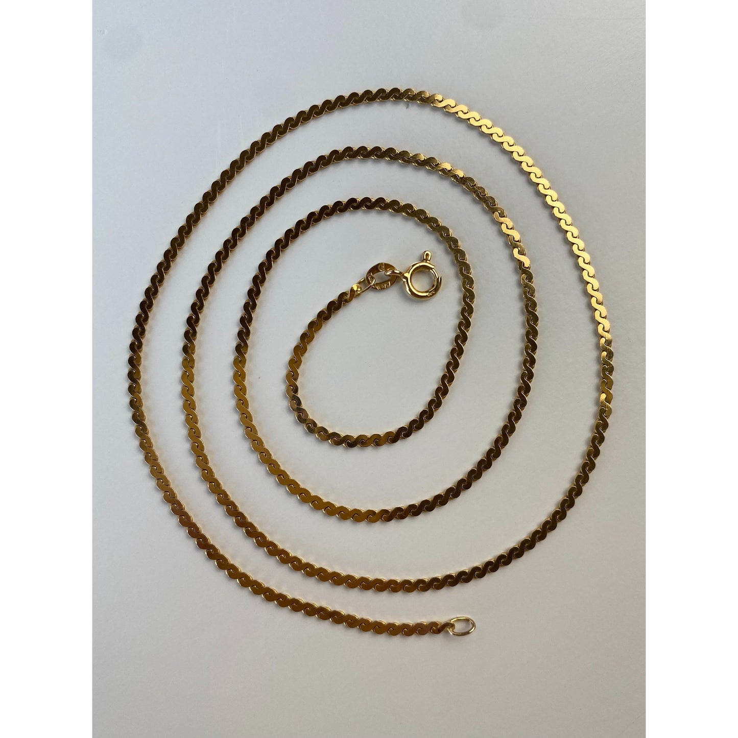 Vintage Solid 14k Yellow Gold Chunky Serpentine Chain Necklace - 23.75 inches