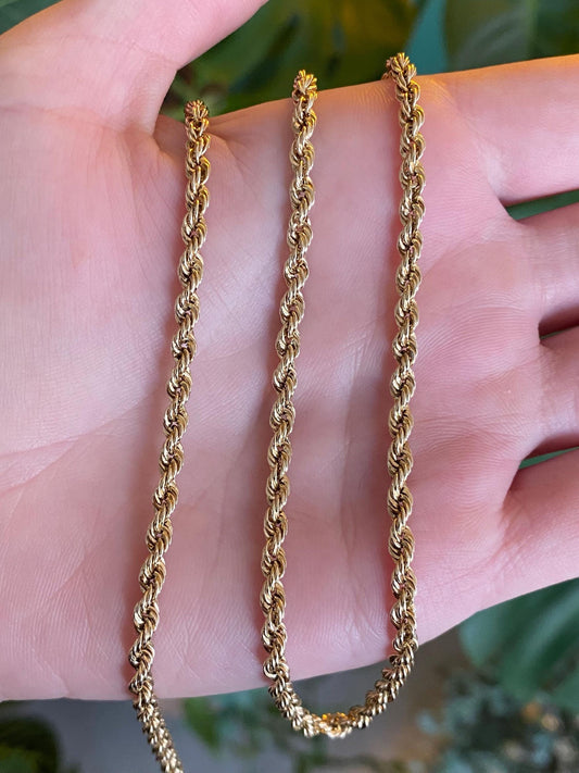Vintage 14k Yellow Gold Rope Chain Necklace - 18.75 inches